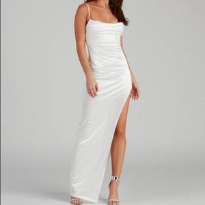 Windsor Lola High Slit Formal Dress in White